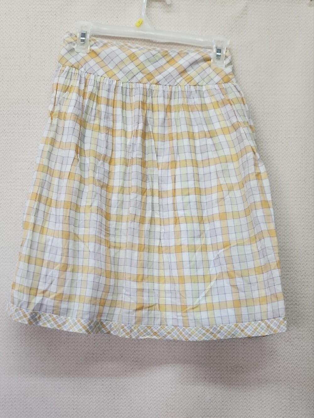 Banana Republic Yellow and White Plaid Midi Skirt - Picture 2 of 3